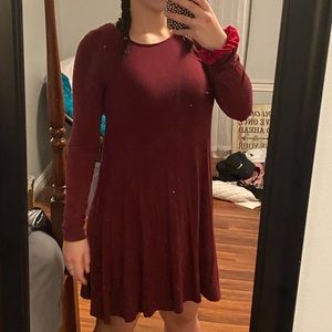 Burgundy long sleeve dress